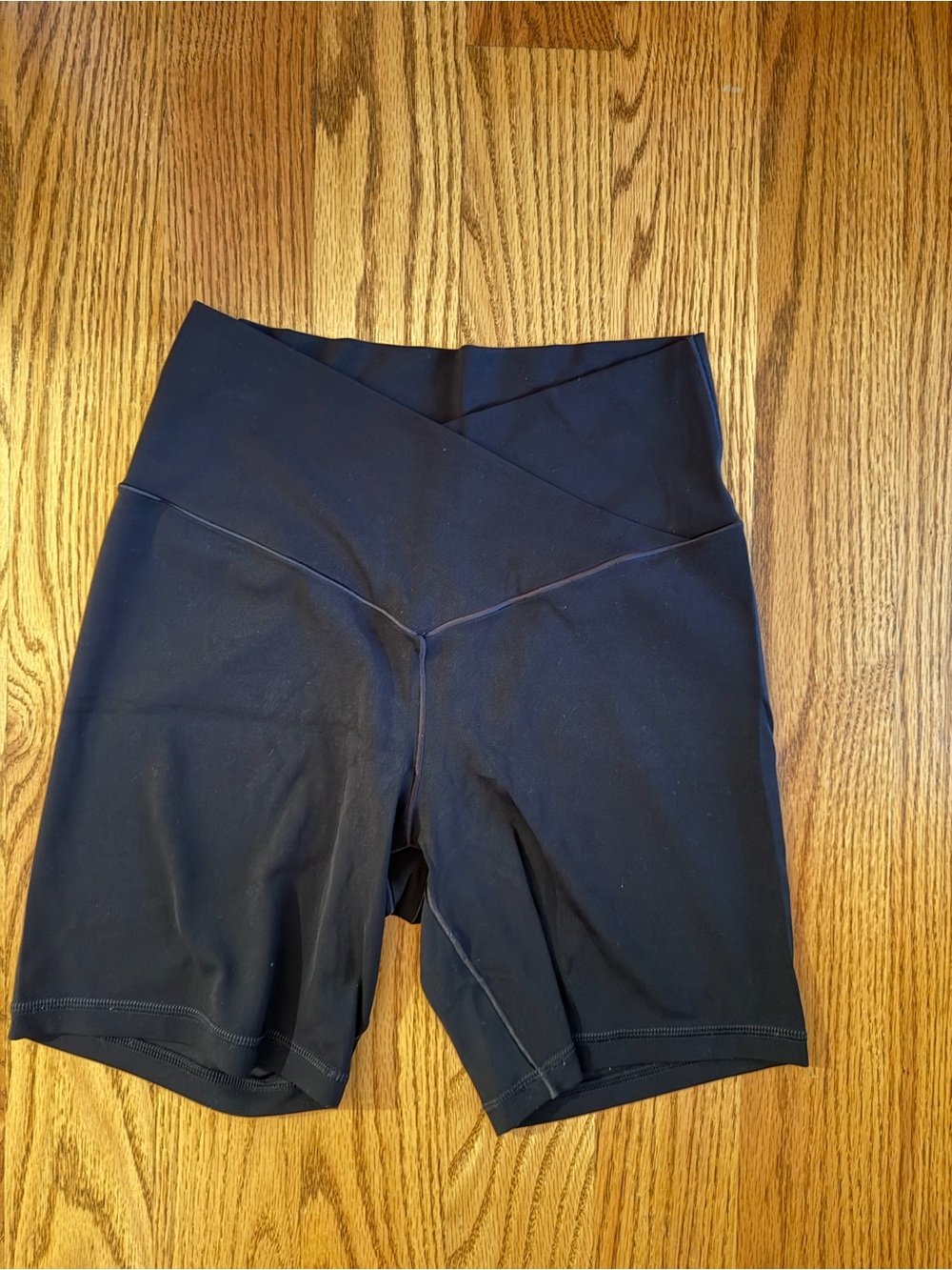 aerie Black High-Waist Crossover Bike Shorts